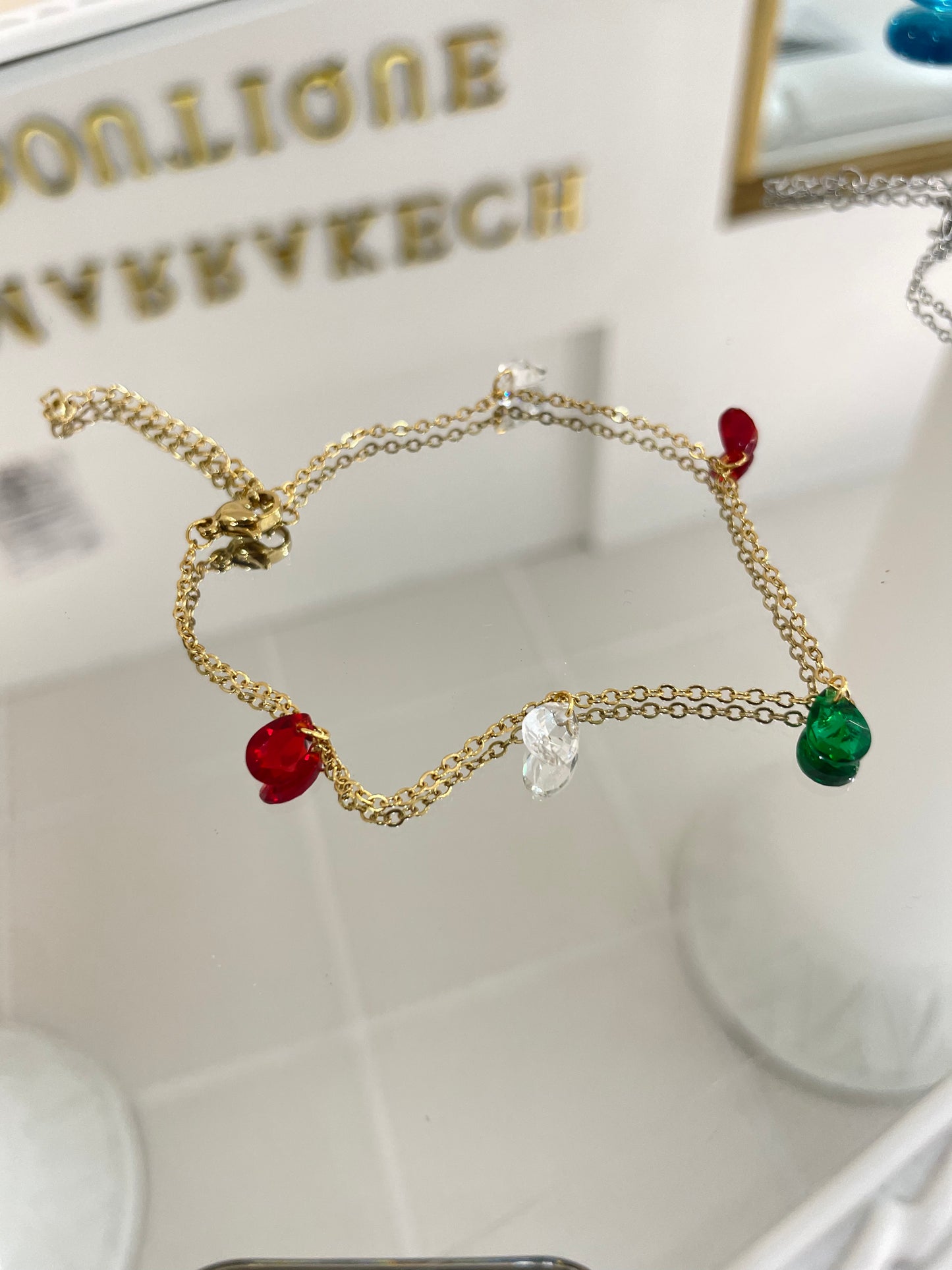 Гривна за крак с цветни кристали